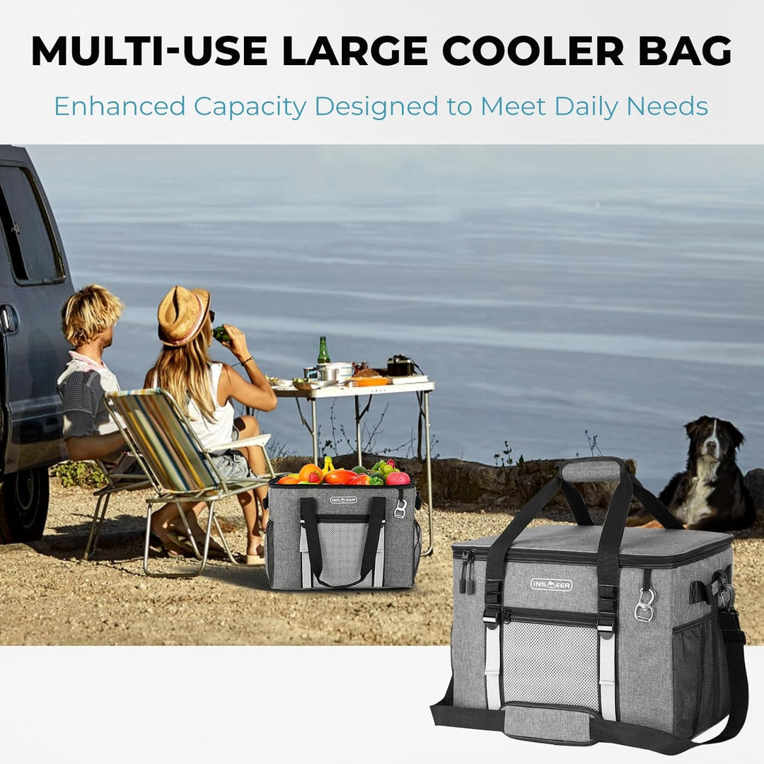 INSMEER Kühltasche Gross 50 l, Kühltaschen Faltbar für 80 Dosen, Faltbare/Auslaufsicher mit Öffner,