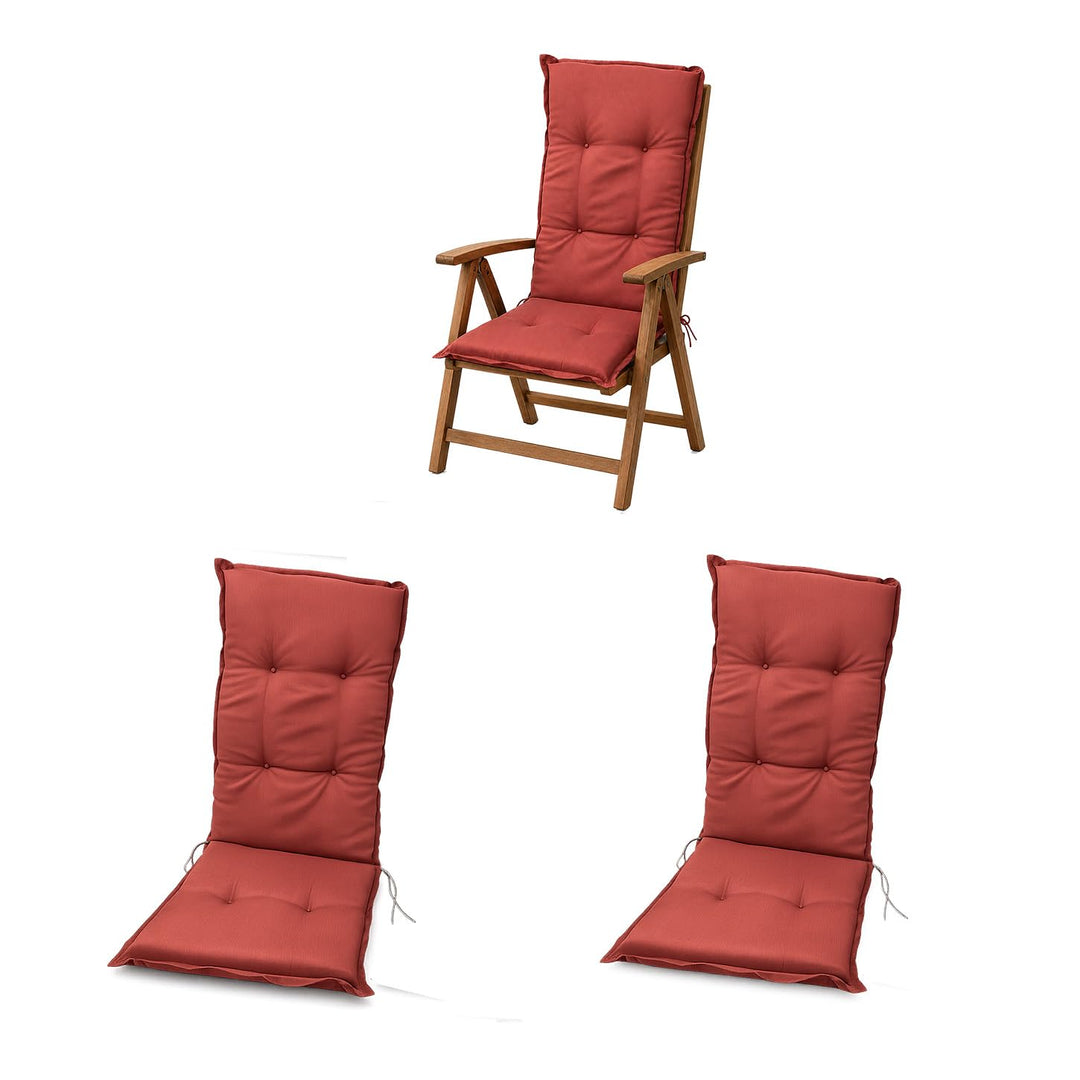 Hochlehner Auflagen 2er Set 117x49x6 cm Rot Gartenstuhl Sitzpolster Komfort | BURI Hochlehnerauflage