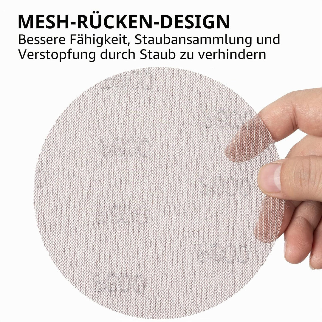 UPWOOD Schleifgitter 50 Stück 125mm Klett Körnung 600, Zum staubfreien Schleifen von Karosserie, Hol