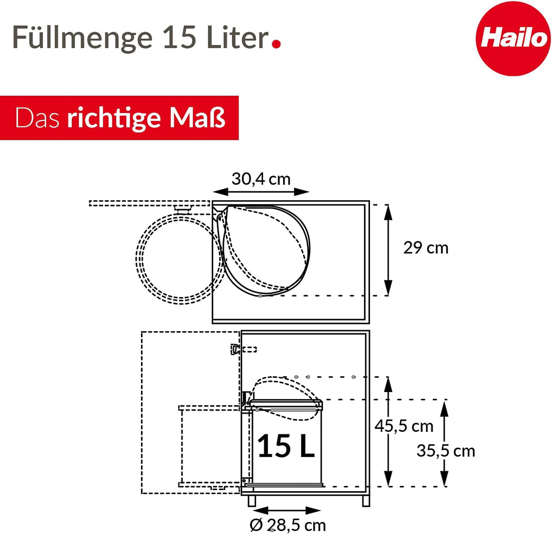 Hailo CompactBox M Abfallsammler - Einbau Swing Mülleimer aus Stahlblech, Farbe weiss für Küche und