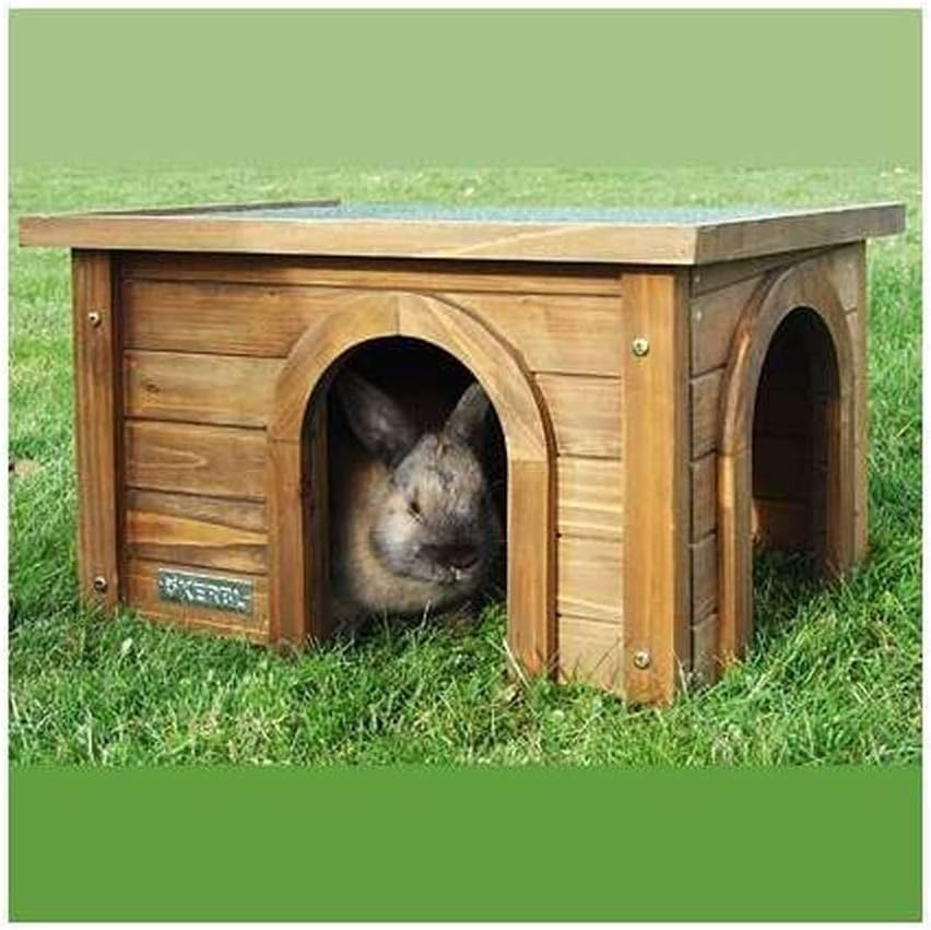 Kerbl Nagerhaus für Kanninchen, 82852 & Heuraufe für Kaninchen (Raufe aus Holz, mit Sitzbrett, verhi