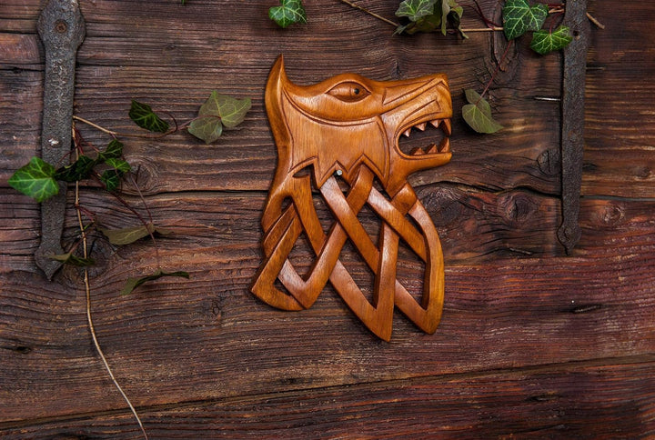 Windalf Wandbild Fenrir 24 cm Lokis Wolf Ragnarök Handarbeit aus Holz