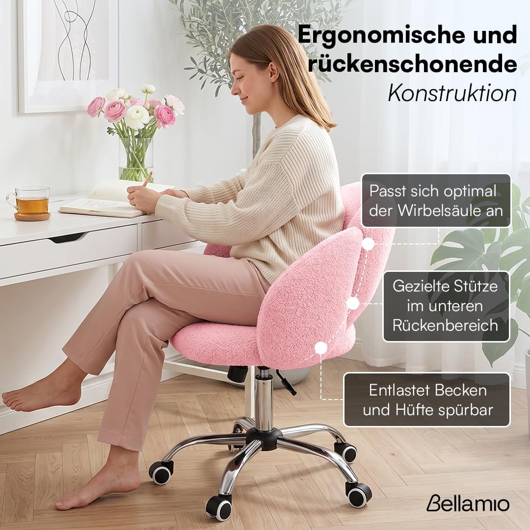 Bellamio Meli Schreibtischstuhl Wolkenform, Rosa, 140 kg, höhenverstellbar, Rosa