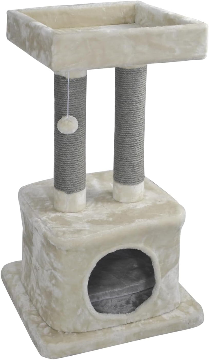 JACK AND VANILLA, Eleganter Kratzbaum für Katzen, modernes Design in Creme und Grau, multifunktional