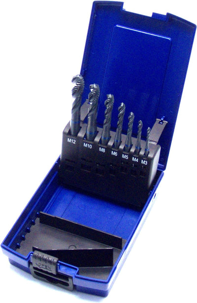 WSH-TOOLS Maschinengewindebohrer Set Blauring Sackloch M3, M4, M5, M6, M8, M10, M12 HSSE-Co5 7-teili