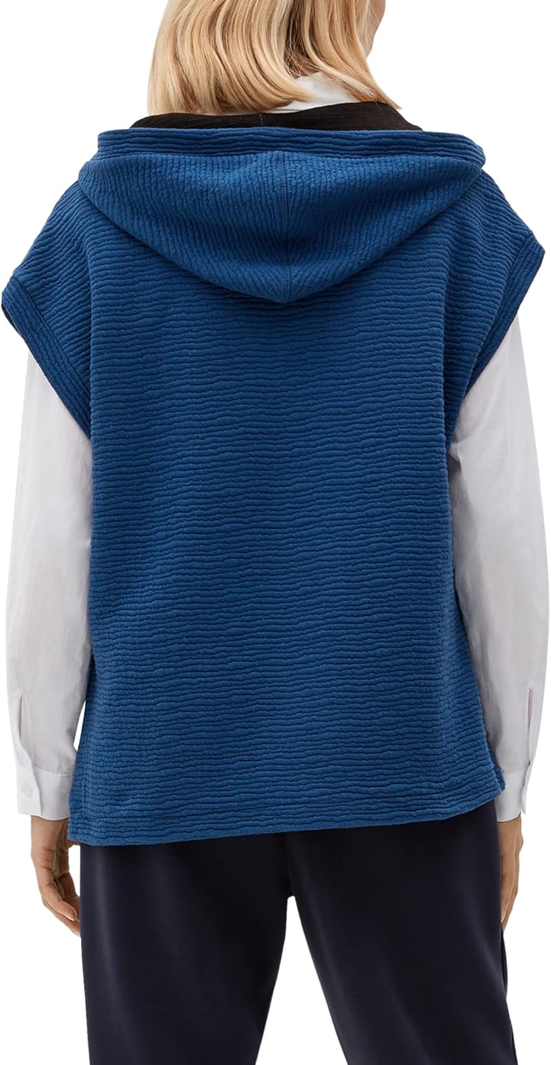 s.Oliver Damen Kurzarmhoodie mit Kängurutasche 36 Blau, 36 Blau