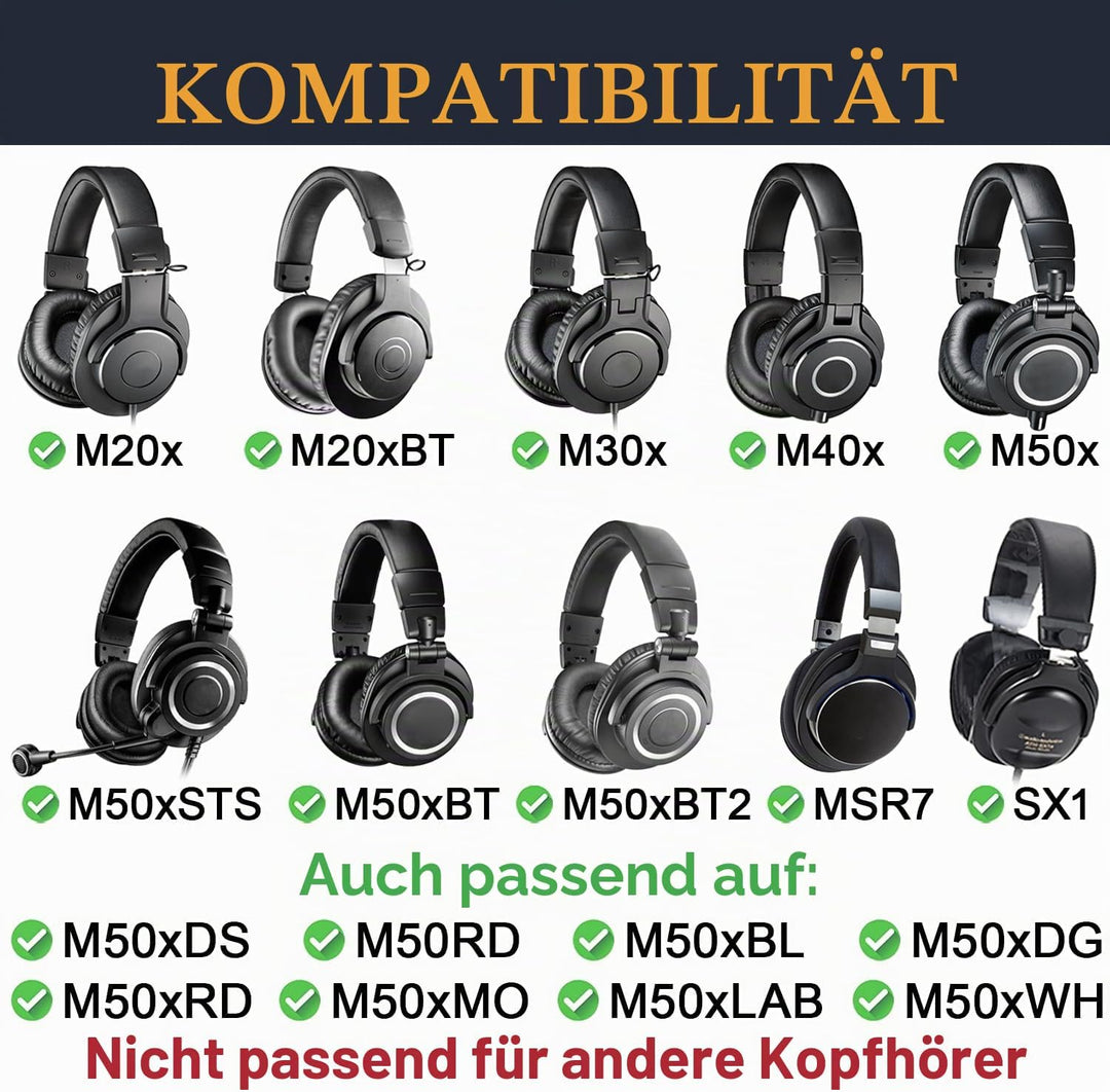 SOULWIT Lammfell Ersatz Ohrpolster für Audio Technica ATH M50X M50XBT M50RD M40X M30X M20X MSR7 SX1