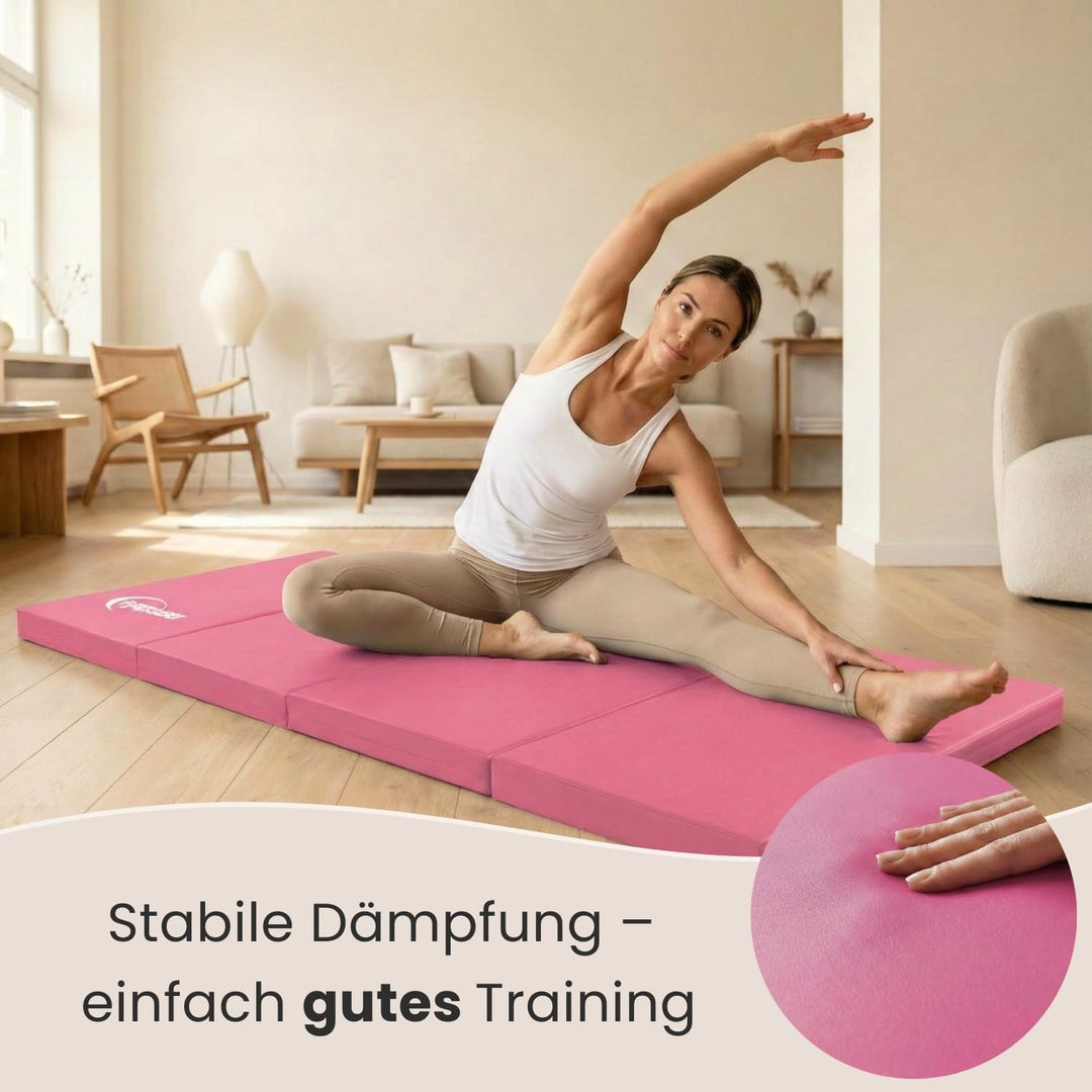 eyepower klappbare Turnmatte für Zuhause 180x60x5 cm - dicke Gymnastikmatte - Weichbodenmatte faltba