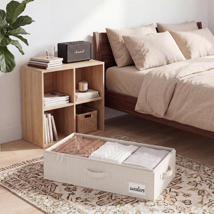 StorageWorks Unterbett Aufbewahrung, grosse Unterbett Aufbewahrungsbox mit Deckel Stoff, faltbare Un