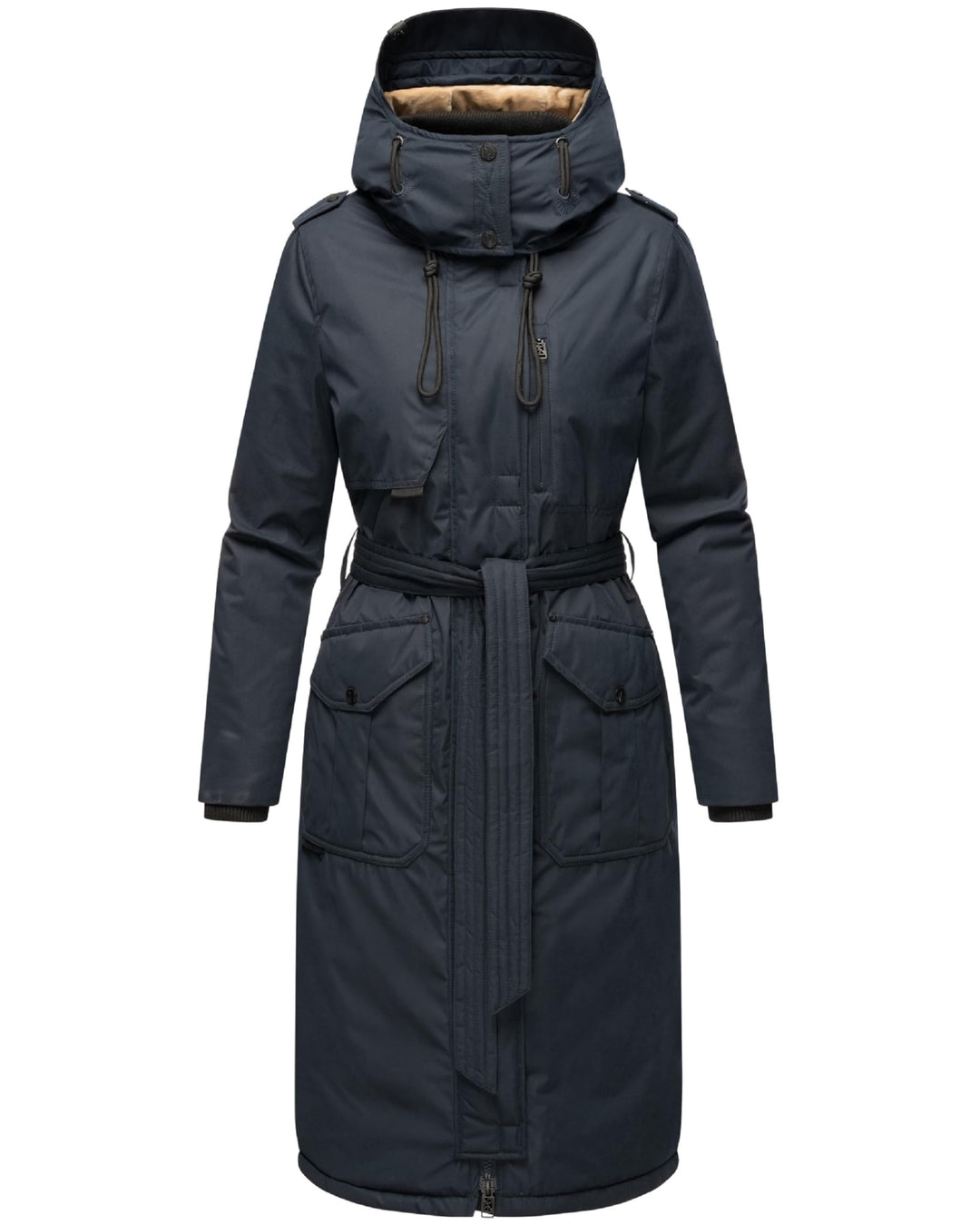 Navahoo Damen Wintermantel Warmer Parka lang mit hohem Kragen und weicher Kapuze Hokulanii XS-XXL M
