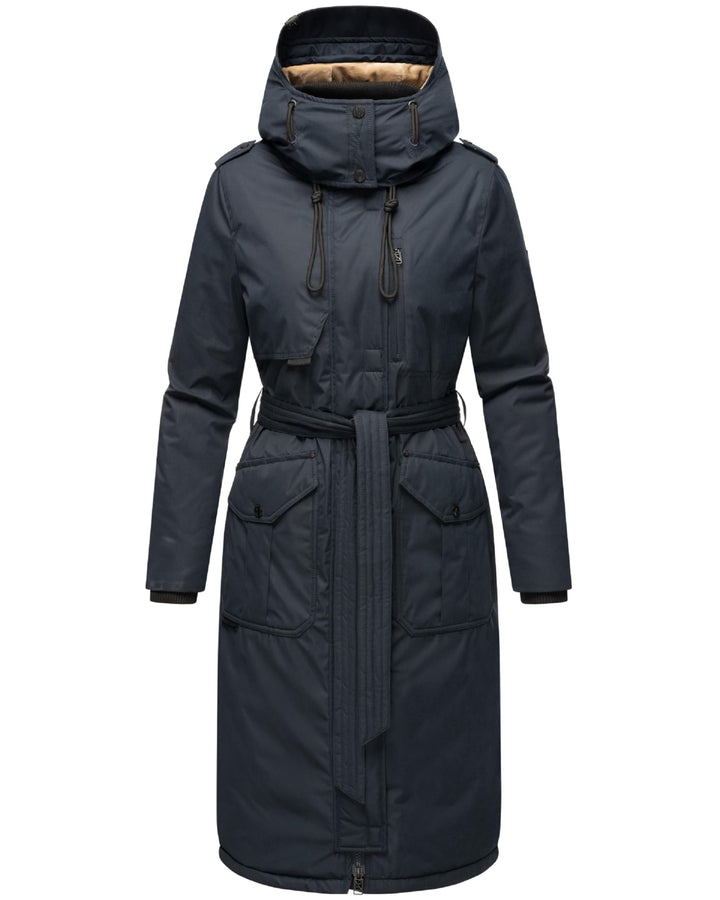 Navahoo Damen Wintermantel Warmer Parka lang mit hohem Kragen und weicher Kapuze Hokulanii XS-XXL XL