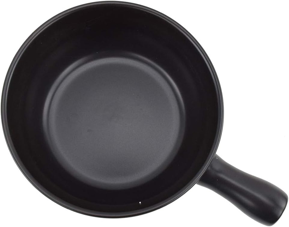HASAYAKI Feuerfeste Keramik-Käse-Fondue-Pfanne, schwarze Matte, 22,5cm Durchmesser. 2,5L Kapazität.