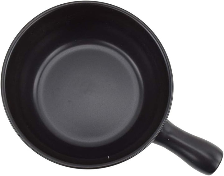 HASAYAKI Feuerfeste Keramik-Käse-Fondue-Pfanne, schwarze Matte, 22,5cm Durchmesser. 2,5L Kapazität.