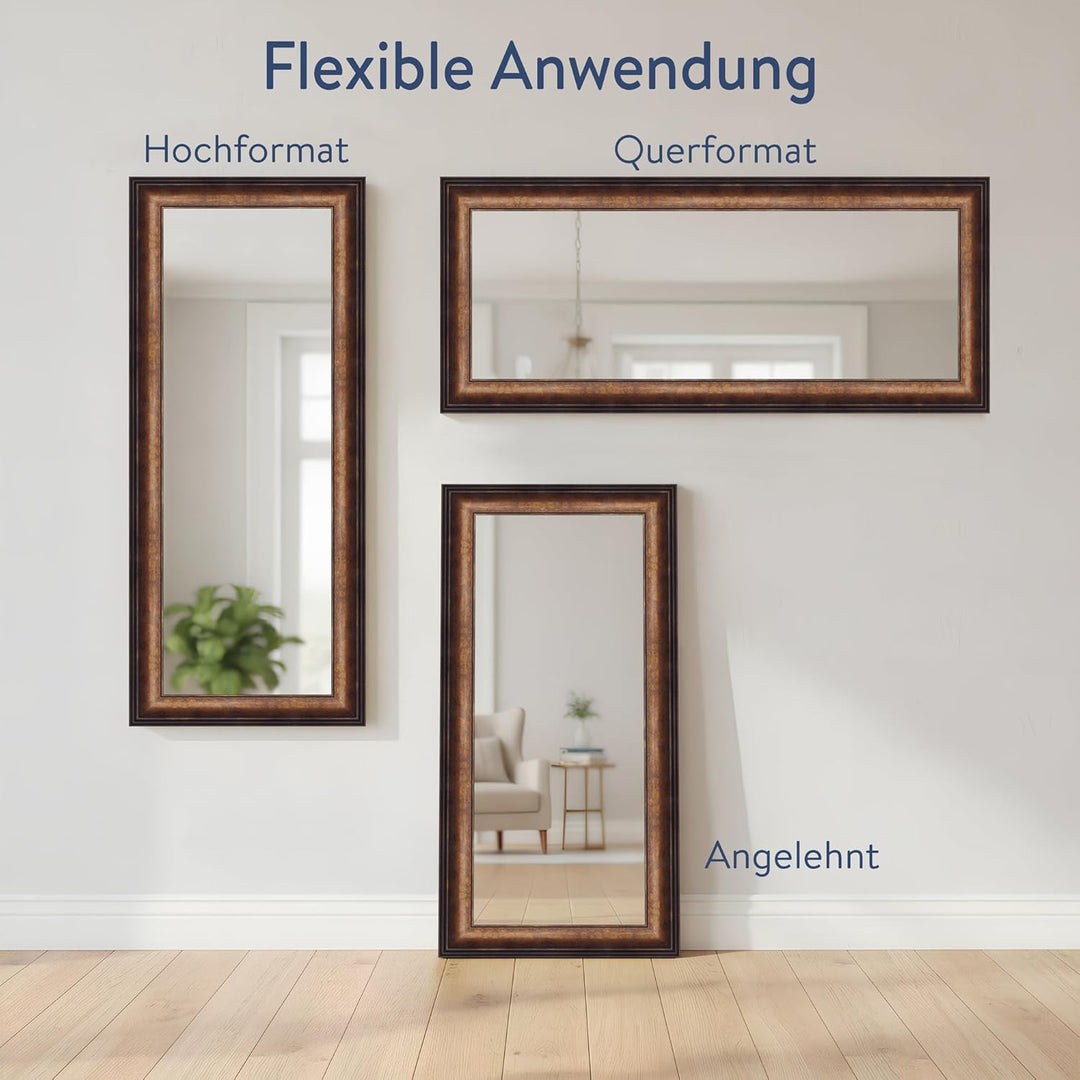 WANDStyle Spiegel Barock und Antik Stil I Aussenmass ca. 40 x 100 cm I Farbe Bronze I bronzener Wand