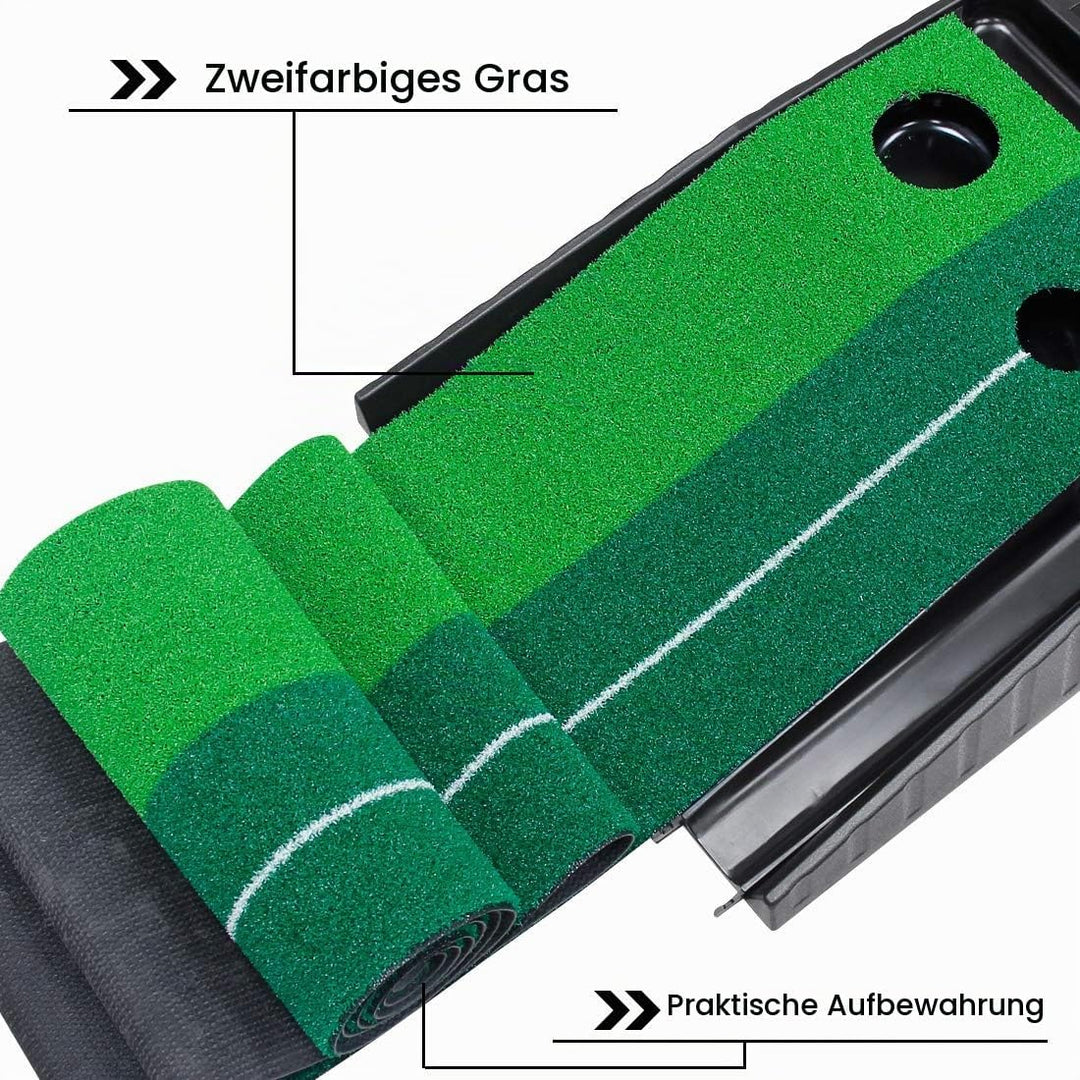 Signstek Golf Putting Matte mit automatischer Ballrückgabe Schwarz - 3 Bälle, Sofort Einsatzbereit,