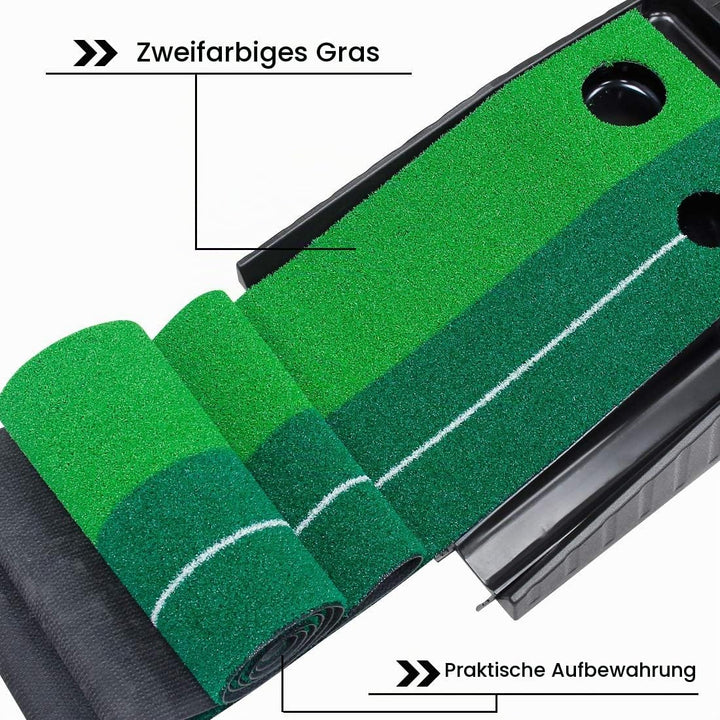 Signstek Golf Putting Matte mit automatischer Ballrückgabe Schwarz - 3 Bälle, Sofort Einsatzbereit,