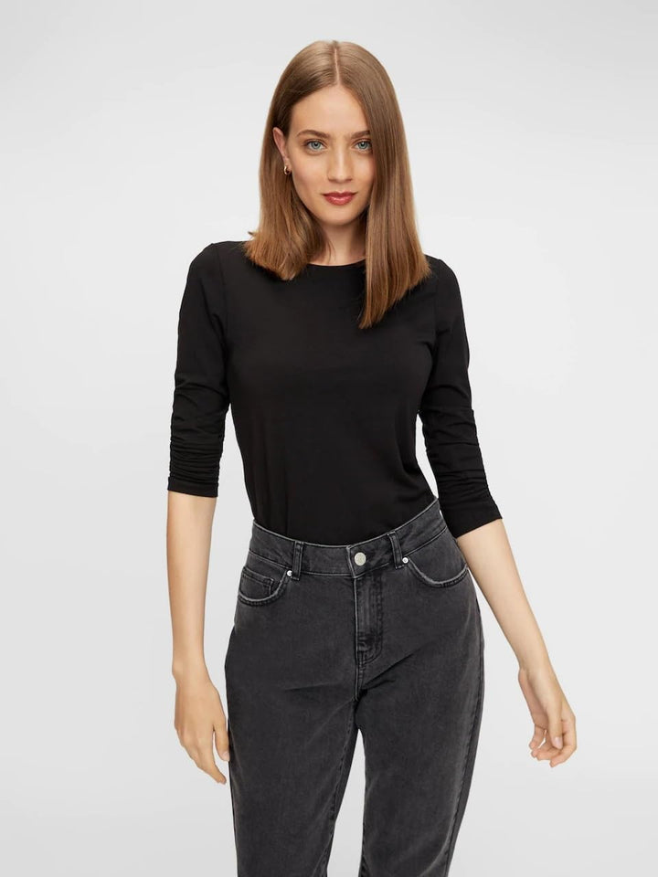 PIECES Damen PCSIRENE LS Tee 3-Pack NOOS CP XS 2x Schwarz, 1x Weiss, XS 2x Schwarz, 1x Weiß