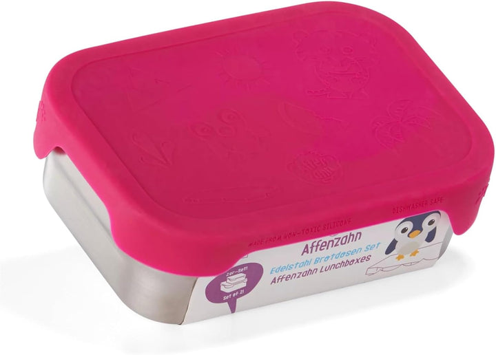 Affenzahn Edelstahl Brotdose inkl. Snack-Box Silikon-Deckel BPA-frei Spülmaschinenfest Eule - Türkis