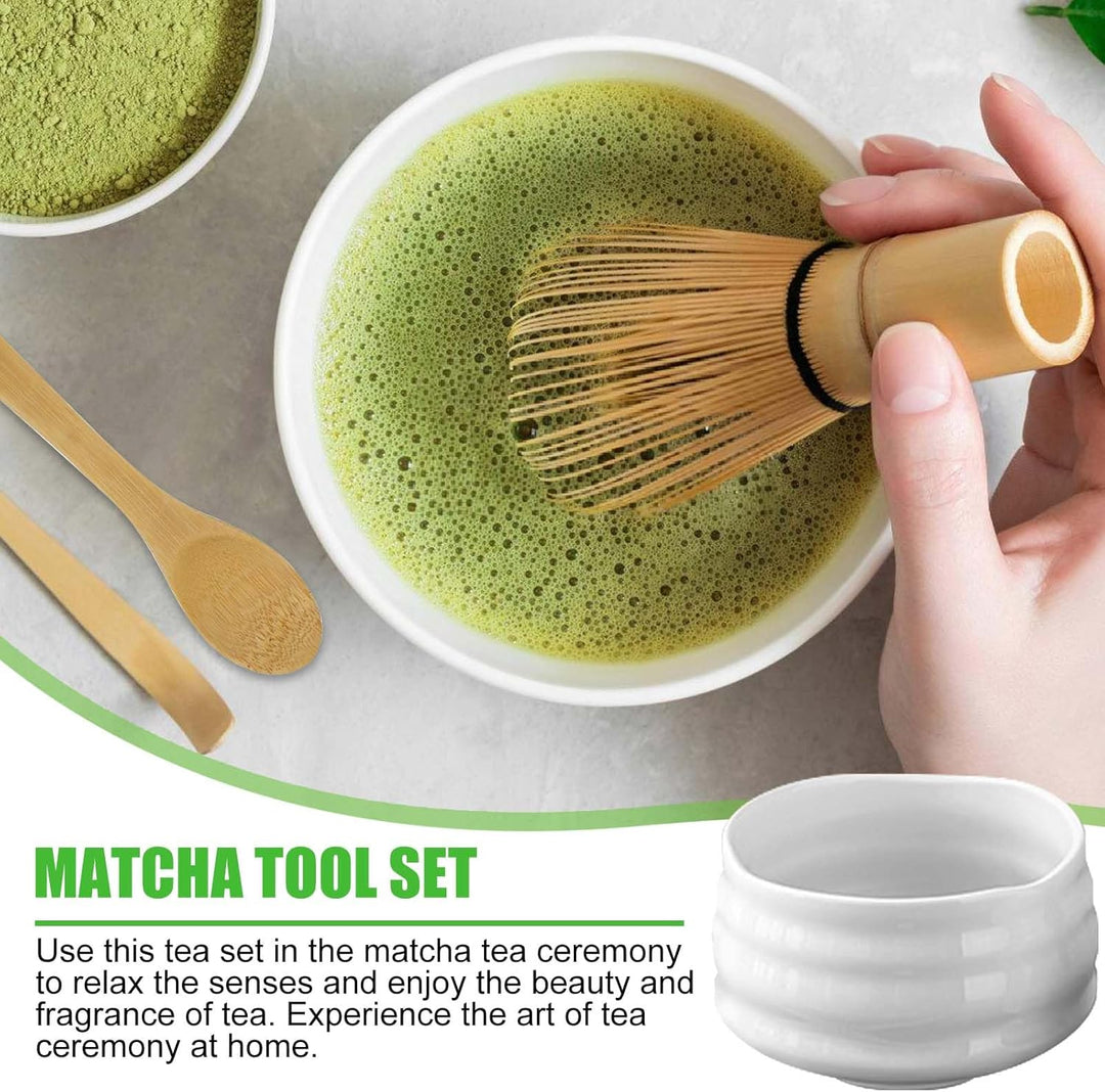 5 Stück Matcha Tee set, Matcha set mit Matcha Besen, Matcha Schale aus Keramik, Bambusbesen Matcha B