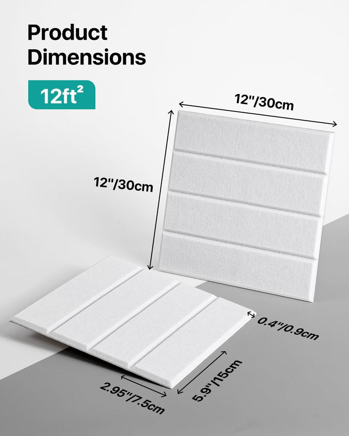 Soundsbay 12 Stück Akustikpaneele Selbstklebend, Akustikplatten aus Polyester zur Schalldämmung, 30×