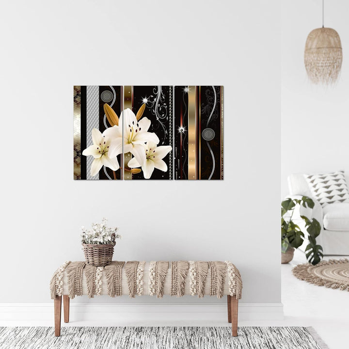 Runa Art Wandbilder Blumen Lilien Bild XXL Wohnzimmer Schlafzimmer Beige Braun Abstrakt 120 x 80 cm