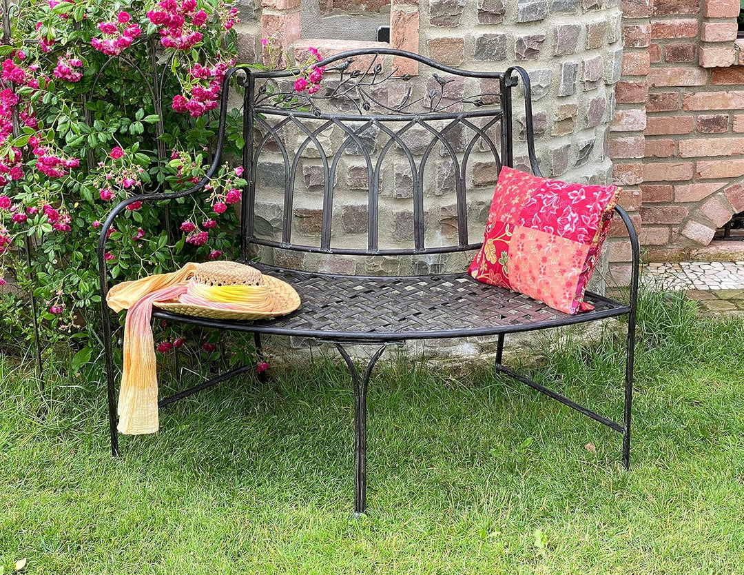 DanDiBo Gartenbank Wetterfest Halbrund aus Metall Braun 96002 125 cm Bank Metallbank Sitzbank Garten