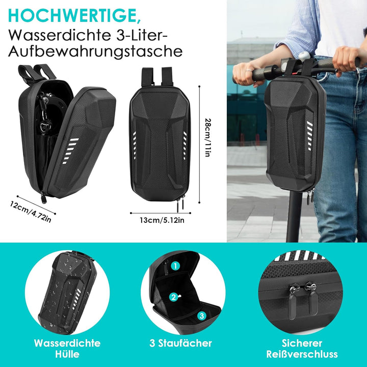 E Scooter Schloss mit 3L Wasserdichter Tasche, Handschellenschloss mit Schlüssel, Elektroroller-Fahr