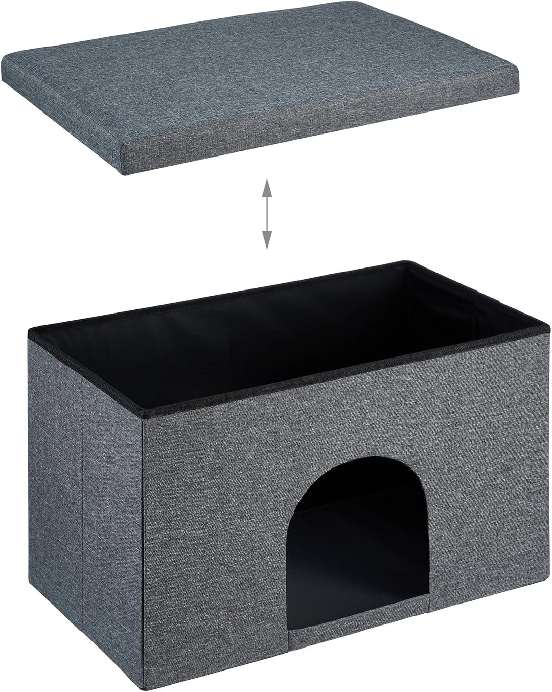 Relaxdays Katzenhöhle mit Sitzauflage, Faltbarer Sitzhocker, Versteck für Katzen & Hunde, HxBxT: 38,