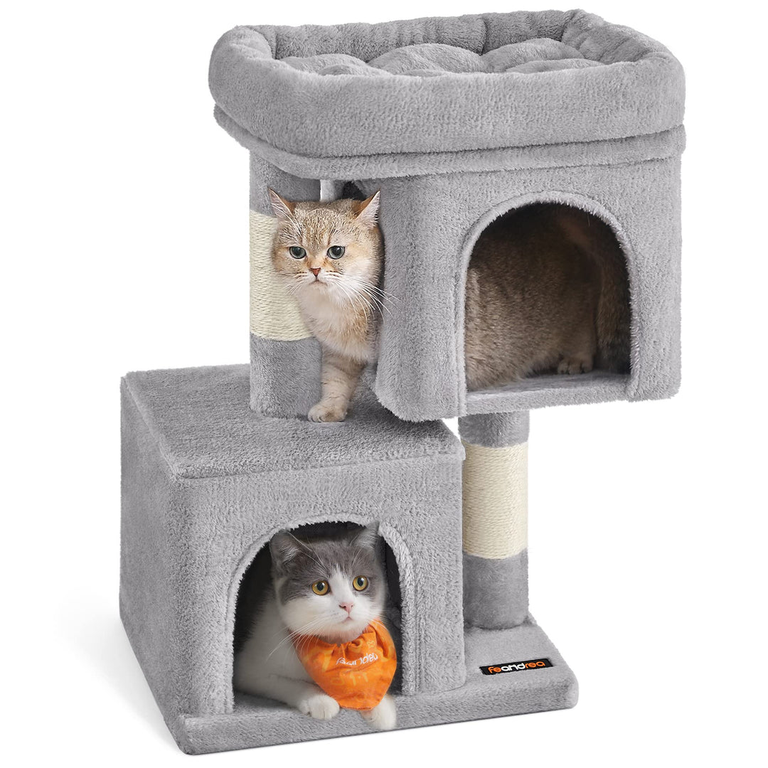 Feandrea Kratzbaum klein, 67 cm Katzenbaum, Katzenhaus für Kätzchen bis zu 3 kg, grosse Plattform, S