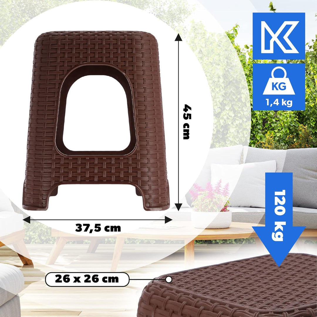 KADAX Hocker aus Kunststoff, Tritthocker bis 120 kg, Rattanhocker mit Antirutschfüssen, Badhocker, W