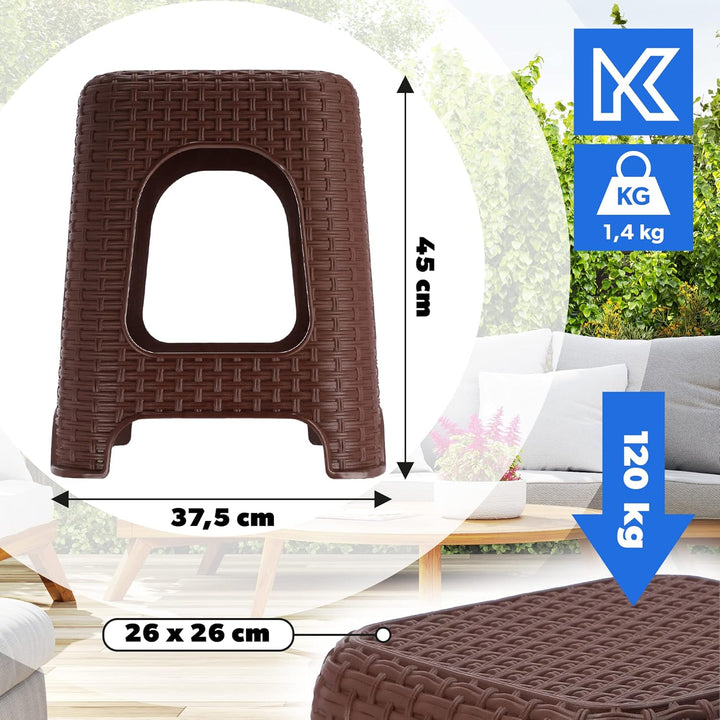 KADAX Hocker aus Kunststoff, Tritthocker bis 120 kg, Rattanhocker mit Antirutschfüssen, Badhocker, W
