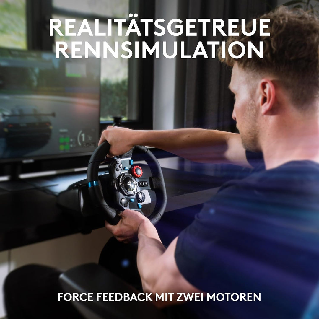 Logitech G G29 SE Driving Force Rennlenkrad und Pedale, Force Feedback, echtes Leder + Logitech G Dr