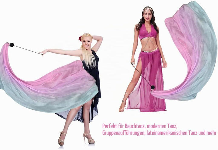 1 Paar BäLle FüR Bauchtanz,Schal werfen Ball,Poi-Streamer-Wurfball,Bauchtanz-Poi-Luftschlangen Seide