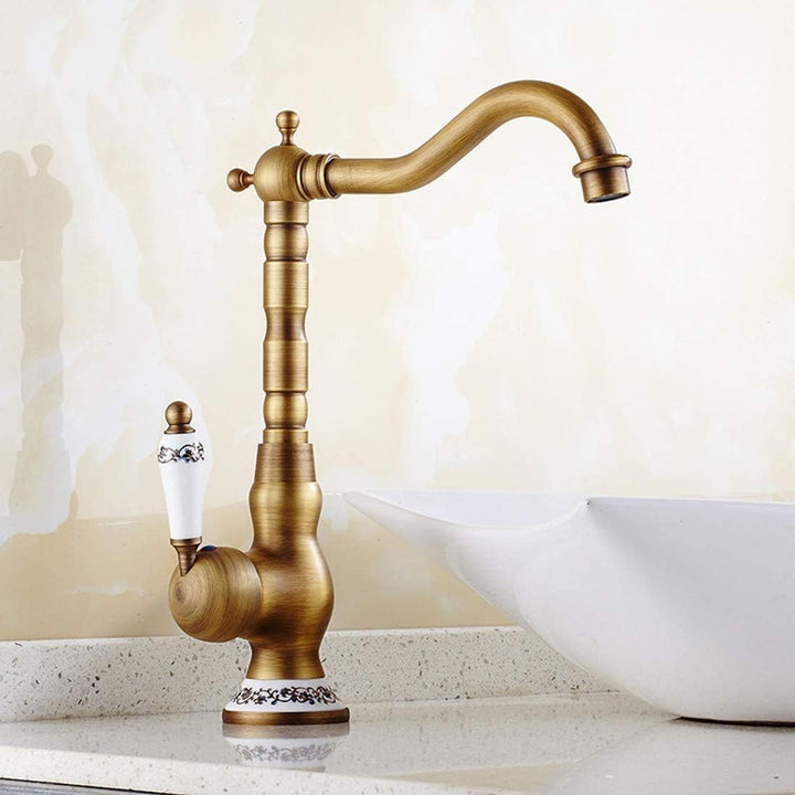 Namuoto Wasserhahn Bad Antik Messing, Einhebel Mischbatterie Badarmatur Hoher Auslauf, Waschbeckenar