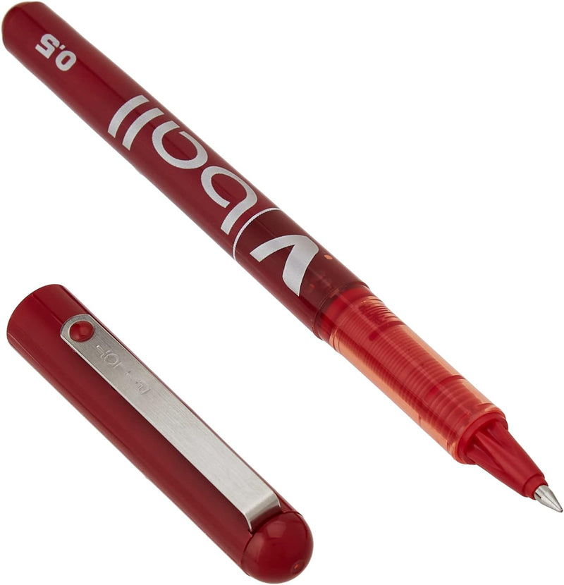 Pilot VB5 Tintenroller 0,5 mm Schreibspitze 0,3 mm Strichbreite 12 Stück rot Rouge, Rouge