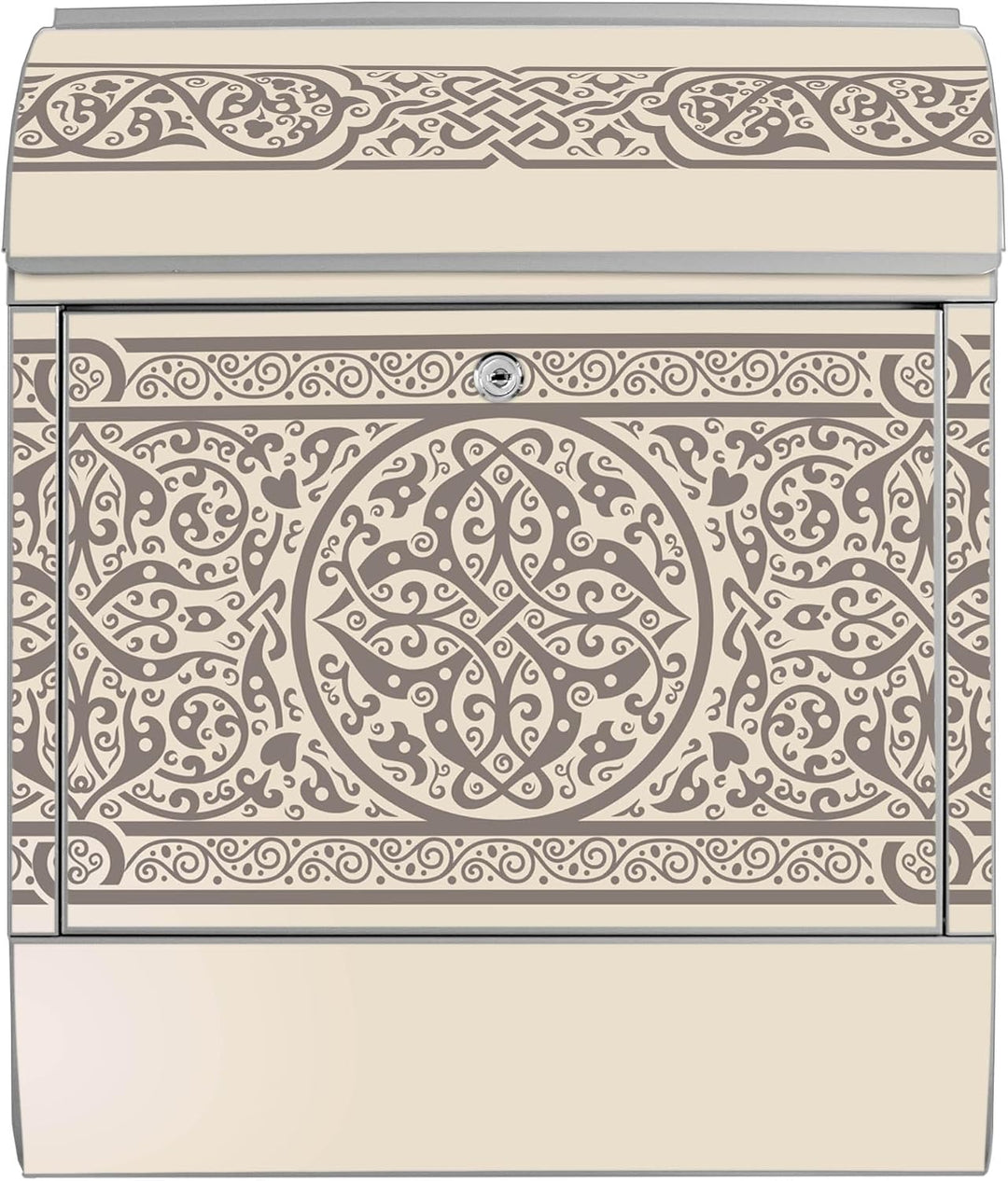 banjado Design Briefkasten 38,5x46,5x13cm & 2 Schlüssel - Briefkasten Stahl Silber mit Zeitungsfach