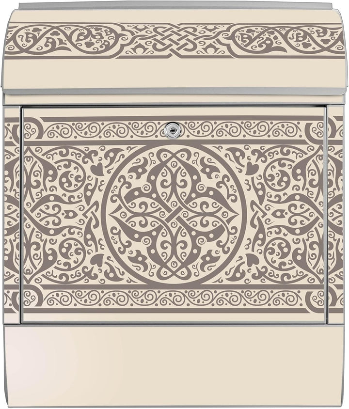 banjado Design Briefkasten 38,5x46,5x13cm & 2 Schlüssel - Briefkasten Stahl Silber mit Zeitungsfach
