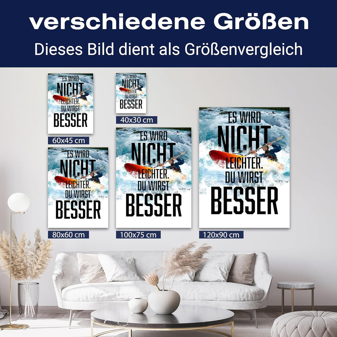 wandmotiv24 Leinwandbild Motivation, 40x30cm, Hochformat, Du wirst Besser, Deko, Bilder auf Leinwand