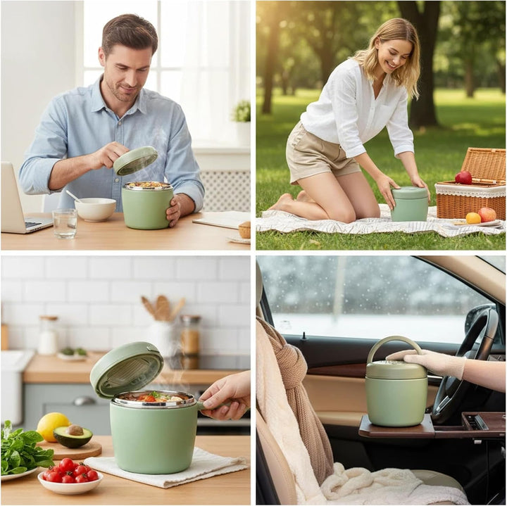 Thermobehälter für Essen 1200ml – Warmhaltebehälter aus Edelstahl mit Deckel & Löffel, Thermobox für