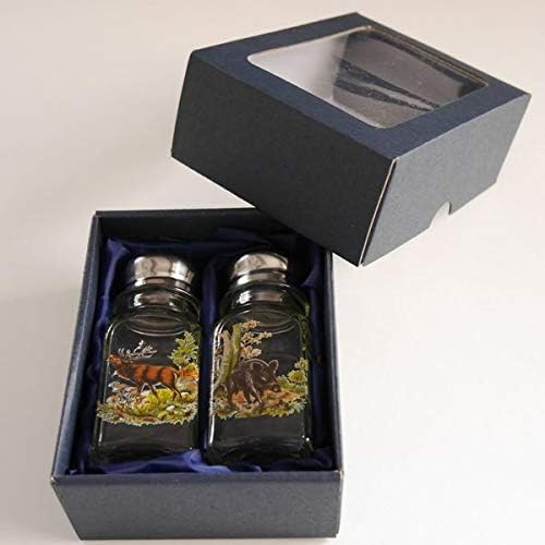 GTK - Geweihe & Trophäen KRUMHOLZ Salz & Pfeffer Streuer Set mit farbigen Jagdmotiv