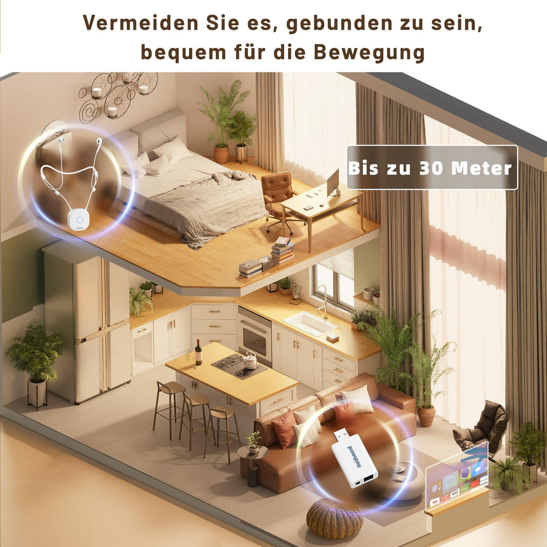 Holdsound Funkkopfhörer Kabellos für TV, Komfortable Kopfhörer für Fernseher mit USB-Sender, Einfach