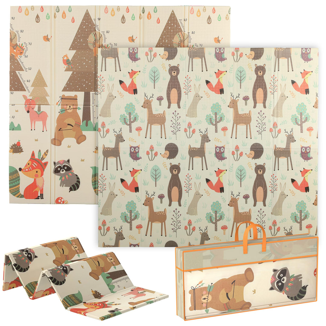AIYAPLAY Krabbelmatte Spielmatte Baby Faltbar 196 x 176 x 1,5 cm Doppelseitige Spielteppich Krabbeld