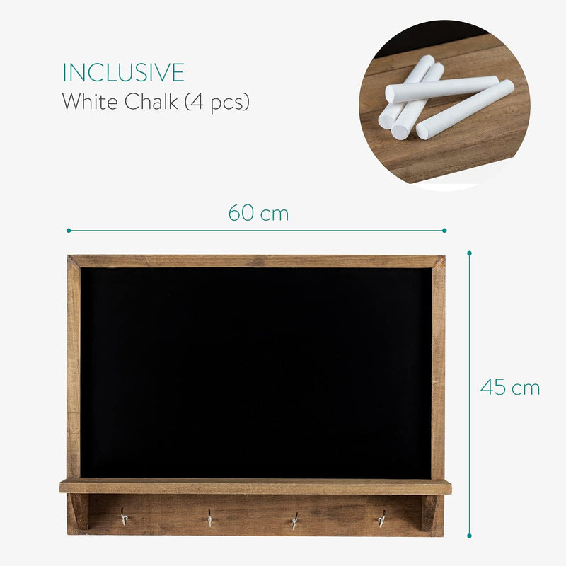 Navaris Kreidetafel mit Schlüsselbrett und Briefablage - inkl. Kreide - Wand Schiefertafel und Ablag