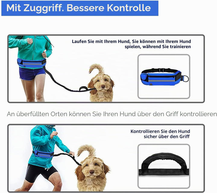 Edipets, Joggingleine Hunde, Freihändig, Laufen, Wandern, Gurtband, Anti-Stress, Reflektierend, 160-