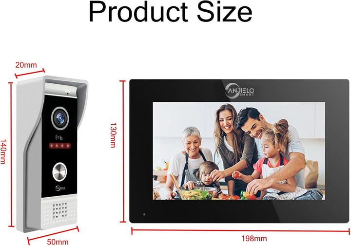 ANJIELO SMART 1080P Video Türklingel Kamera mit 7 Zoll Touchscreen Video Türklingel Gegensprechanlag