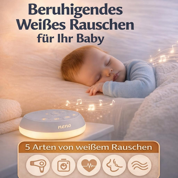 Neno Lumia White Noise Machine Baby - Weisses Rauschen mit Einschlafmusik - Einschlafhilfe Babys mit