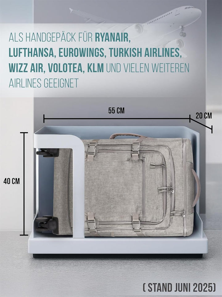 normani Reiseset Trolley mit Rucksackfunktion und kleiner Rucksack - 38 L Reisetrolley + 5 L Backpac