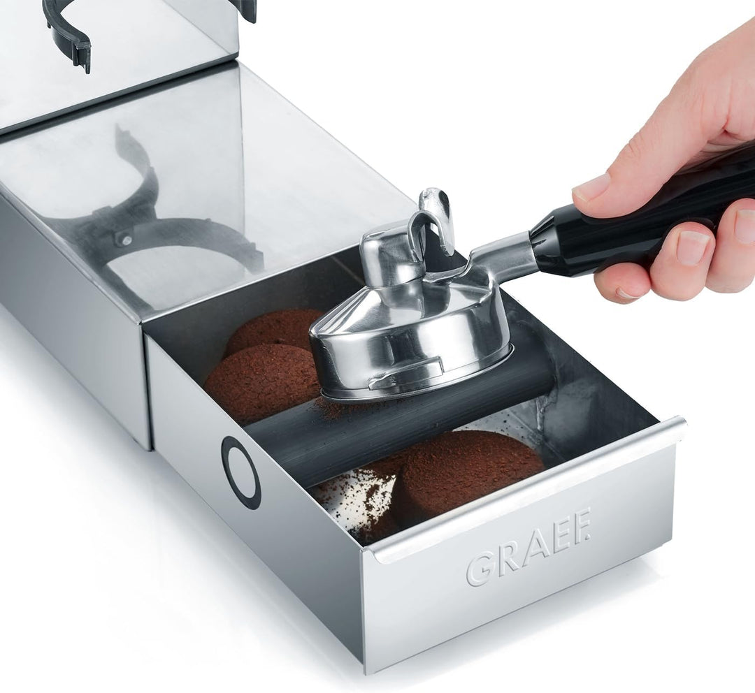 GRAEF Kaffeemühle CM850, Kegelmahlwerk aus Edelstahl, 40 Mahlgradeinstellungen, abnehmbarer 350g Kaf