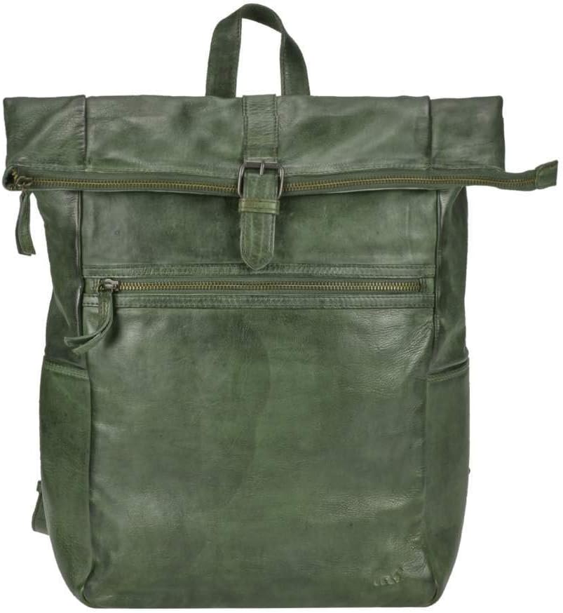 Bear-Design Rucksack Leder Damen Herren Rolltop Daypack Kurierrucksack Tagesrucksack Trekkingrucksac