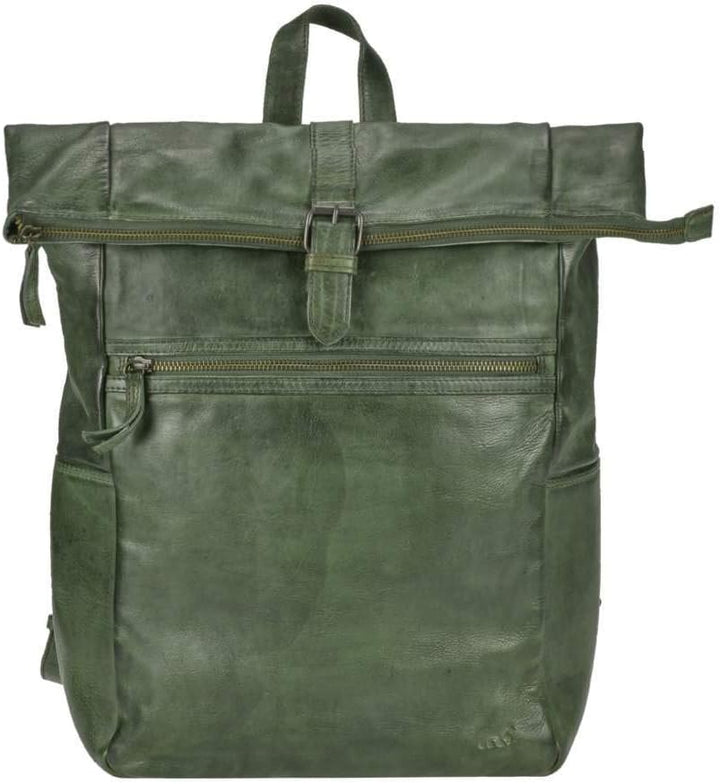 Bear-Design Rucksack Leder Damen Herren Rolltop Daypack Kurierrucksack Tagesrucksack Trekkingrucksac